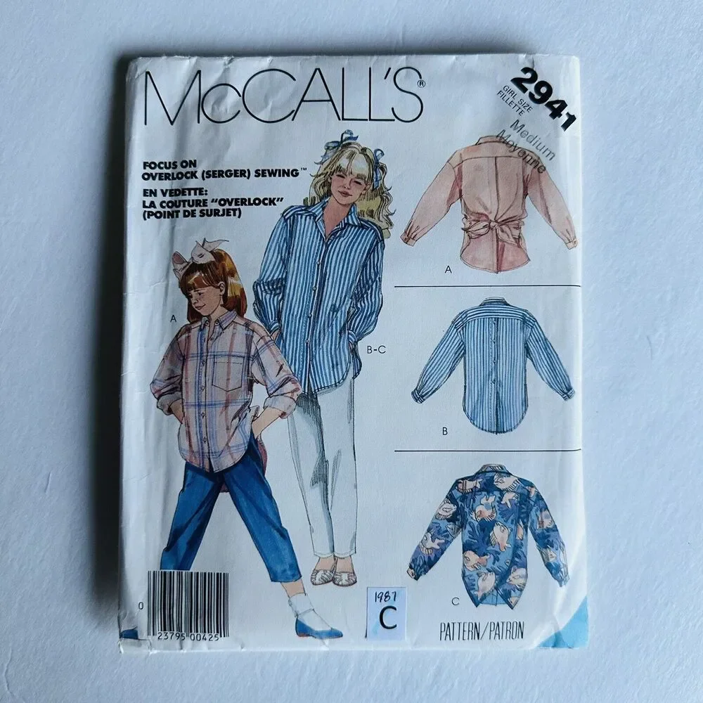 Vintage McCalls Sewing Pattern 2941 Girls Blouses Pants Sz Medium CUT